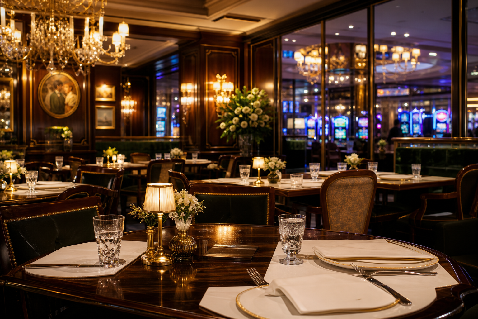 Salle à manger élégante du restaurant de casino Pulaci